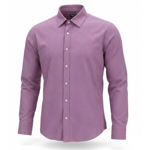 Faherty Movement Performance Button-Up Shirt Mens XL Pink Blue Mini Check